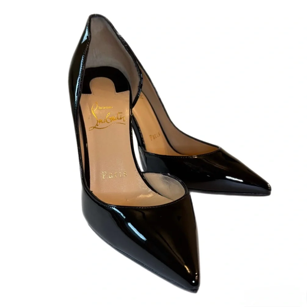 Christian Louboutin Iriza Glossy Black Heels with Iconic Red Soles - Picture 6 of 13
